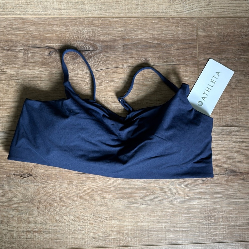 NWT Athleta Scoop Bikini Top Navy size L